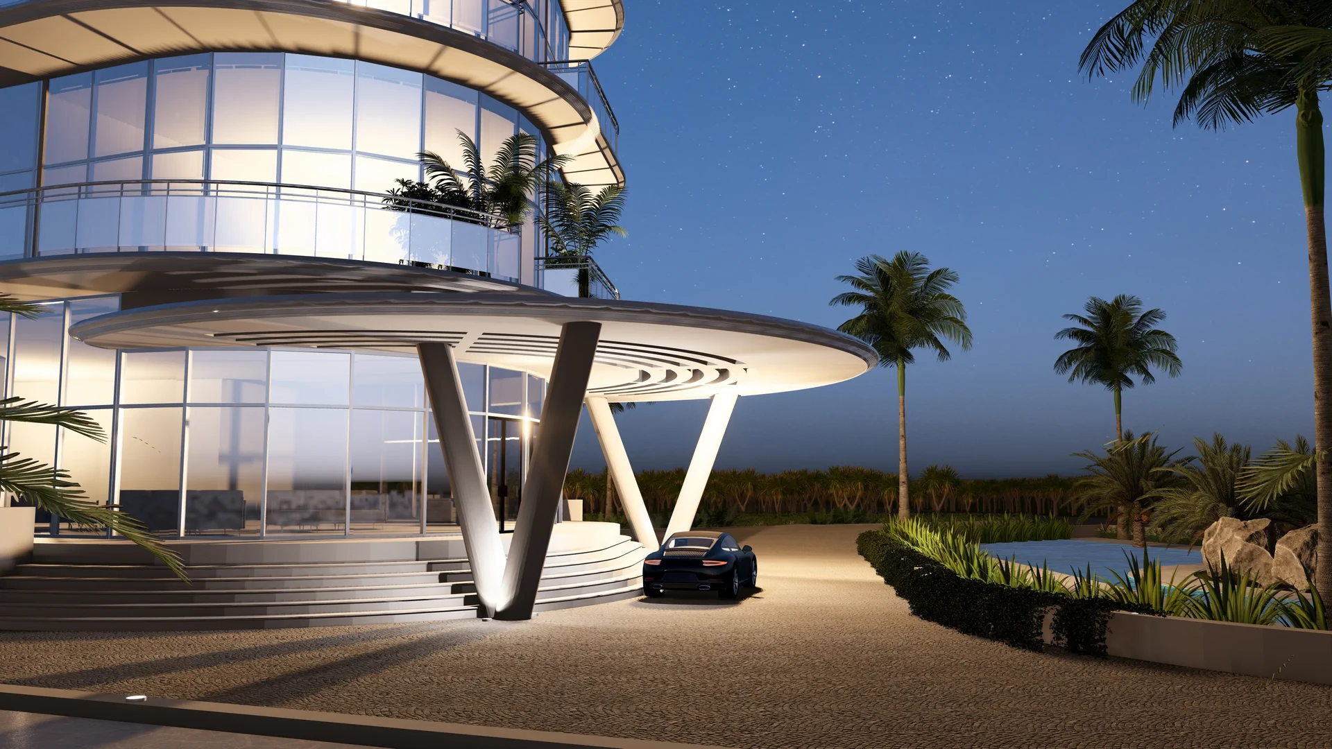 New architectural rendering showcasing modern design principles